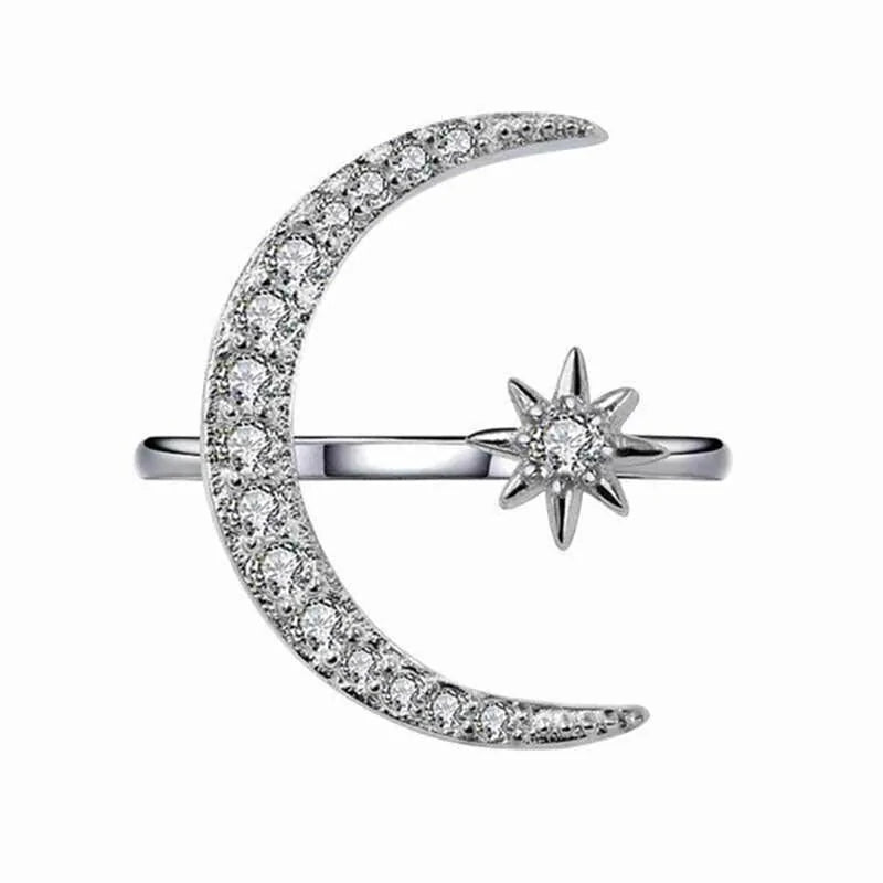 Moon Star Open Finger Rings