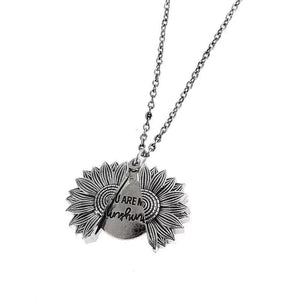 Sunflower Double-layer Engraved Pendant Necklace
