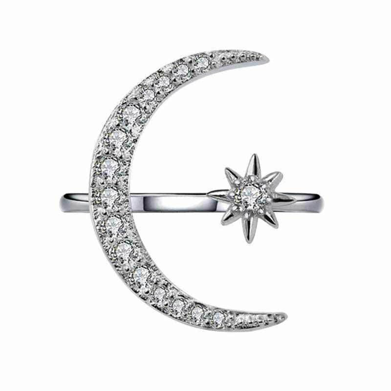 Moon Star Open Finger Rings