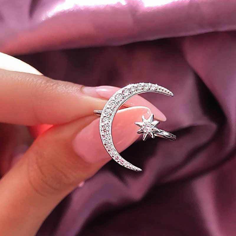 Moon Star Open Finger Rings