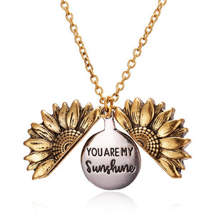 Sunflower Double-layer Engraved Pendant Necklace