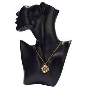 Sunflower Double-layer Engraved Pendant Necklace