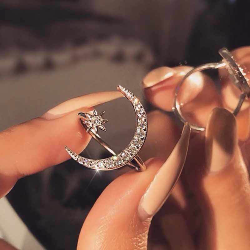 Moon Star Open Finger Rings