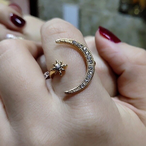 Moon Star Open Finger Rings